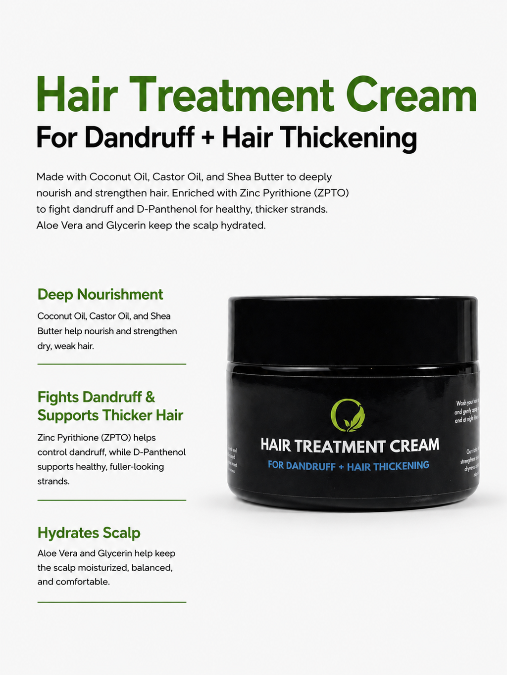 Hair Treatment Cream – For Dandruff + Hair Thickening