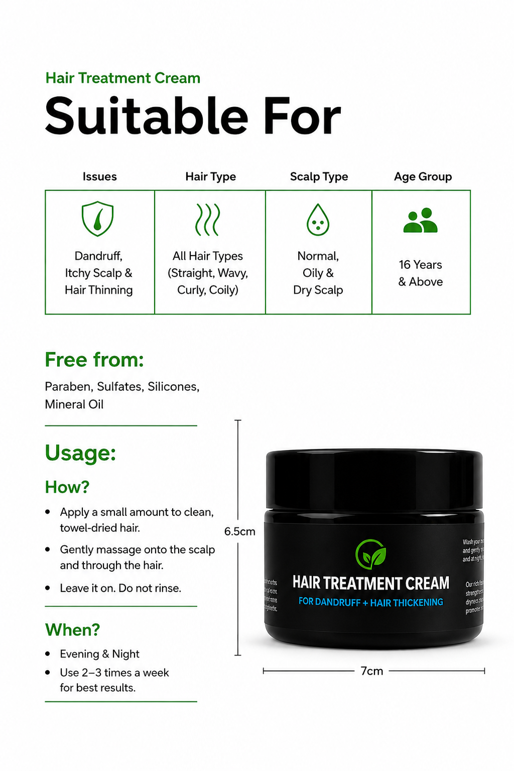 Hair Treatment Cream – For Dandruff + Hair Thickening